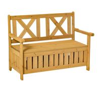 2 Seater Garden Storage Bench for Patio Wood Porch Decor Outdoor Seating
