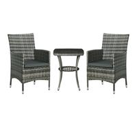 2 Seater GardenRattan Furniture Bistro Set Table Set Conservatory, Light Grey