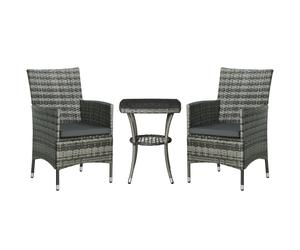 2 Seater GardenRattan Furniture Bistro Set Table Set Conservatory, Light Grey