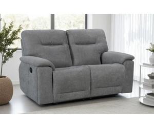 2 Seater Manual Recliner Sofa In Grey Fabric