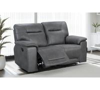 2 Seater Manual Recliner Sofa In Grey Faux Leather
