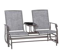2 Seater Metal Double Swing Chair Glider Rocking Chair Seat With Table Grey