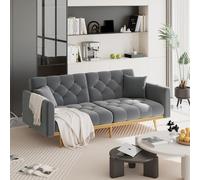 2-Seater Modern Sofa with 3-Position Adjustable Backres and Thick Foam Cushions, Sofa Bed for Compact Room, 165L x 72.5W x 75H cm, Grey Aosom UK
