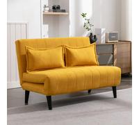 Harper 2 Seater Folding Clic Clac Fabric Lounge Futon Sofa Bed More4Homes Mustard One Size