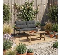 2 Seater Outdoor Bench Poly Rattan Garden Patio Sofa with Cushions 116cm