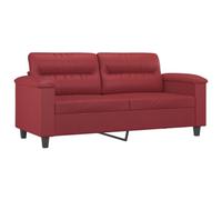 2 Seater Outdoor Sofa Red Wine Leatherette Relaxation Chair Compact Design for Waiting Room Studio and Bedroom Stylish Small Couch for Modern Spaces