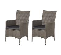 2-Seater Rattan Armchair Grey Plastic Rattan 60x58.5x89cm With Cushions sturdy.