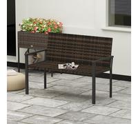 2 Seater Rattan Garden Bench, Quick-Drying Padded Outdoor Bench Loveseat Outsunny Brown 2 Seater