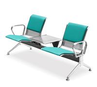 2-Seater Reception Chaise Lounge with Table Metal Frame Armrests & Backrest Ideal for Hospital/Clinic Green Color Universal Size Comfortable Seating