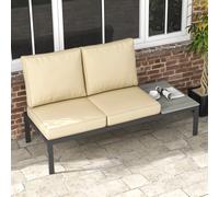 Outsunny 2 Seater Outdoor Seat Cushions, Backrest, Water Repellent Seat Pads for Dining Chair, Swing, Sofa, Beige