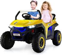 2 Seater Ride on Car for Kids, 12V UTV Kids' Electric Vehicles with Remote Control, Spring Suspension, Soft Start, Music Bluetooth FM, Battery Powered for Ages 3-8 (Yellow)