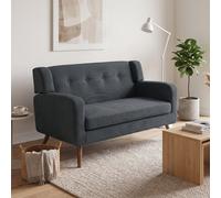Homcom 2 Seater Sofa, 118 Cm Corduroy Small Loveseat Sofa, Dark Grey Dark Grey