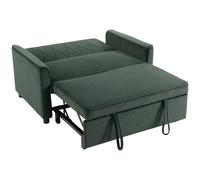 2 Seater Sofa Bed 3-in-1 Convertible Pull Out Sleeper Dark Green