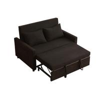2 Seater Sofa Bed, 3-in-1 Convertible Pull Out Sleeper Sofa, Corduroy Fabric Love seat with Adjustable Backrest & Side Pockets for Living Room, Guest Room, Apartment, Black