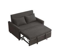 2 Seater Sofa Bed, 3-in-1 Convertible Pull Out Sleeper Sofa,Set of Corduroy Fabric Loveseat with Adjustable Backrest & Side Pockets for Living Room, Guest Room, Apartment,Grey