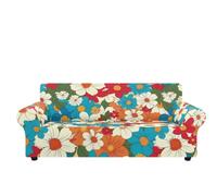 2 Seater Sofa Cover Beige Red Print Stretch Sofa Covers Couch Covers