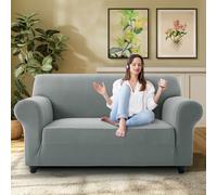 (2 Seater Sofa Cover, Grey) Stretch Sofa Cover Non Slip Couch Cover Spandex Slipcover Protector T Shape Elastic Furniture Cover