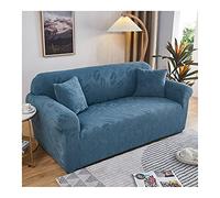 2-Seater Sofa Cover Stretchable Right Chaise Lounge Vintage Leaf Pattern Solid Gray-Blue Polyester Fabricand Stylish Sofa Protector