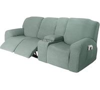 2-Seater Sofa Cover with Drink Holders - Stretch Furniture Protector for Couch Waterproof Durable and Stylish Slipcover - Ideal for Living Room Grey