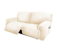 2 Seater Sofa Covers for Recliner, 6-Piece Extra Wide 75-100 inch, Velvet Stretch Couch Cover with Side Pocket, Thick Soft Washable