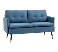 2 Seater Sofa Dark Blue Fabric Couch Button Tufted Loveseat Living Room