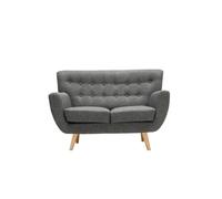 Birlea 2 Seater Sofa Grey Loft Settee Modern Retro Style Fabric Wood Legs in Dark Grey Birlea Dark Grey