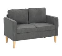 2-Seater Sofa Grey Corduroy Upholstered 117x63x79cm Storage Seat Wooden Legs HD