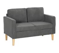 2-Seater Sofa Grey Corduroy Upholstered 117x63x79cm Storage Seat Wooden Legs HD