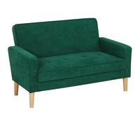 Homcom 2 Seater Sofa, Velvet-Feel Upholstered Loveseat For Small Space, Green