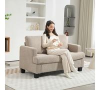 2 Seater Sofa with Removable Back Cushions for Living Room HOMCOM Light Brown One Size