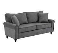 HOMCOM Fabric Sofa 3 Seater Sofa for Living Room w/ Throw Pillow Grey
