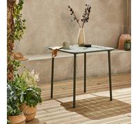 2-Seater Square Steel Garden Table Khaki Green - Sweeek
