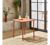 2-Seater Square Steel Garden Table Terracotta - Sweeek