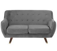 2 Seater Velvet Sofa Grey BODO