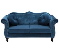 2 Seater Velvet Sofa Navy Blue SKIEN