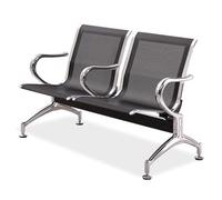 2-Seater Waiting Room Chairs - Black Reception Bench with Arms for Office Airport Hospital & Business Lobby - Comfortable Seating for Guests & Visitors