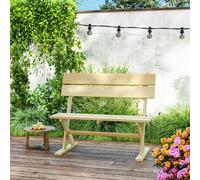 2 Seater Wooden Garden Bench Outdoor Loveseat with Back, Natural Outsunny Natural One Size