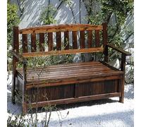 2-Seater Wooden Garden Bench with Storage, High Back & Armrests, Outdoor/Indoor Park Furniture, Durable Backyard Seating, Brown Color, Stylish & Functional Storage Solution