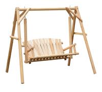 2 Seater Wooden Porch Swing Outdoor Patio Hammock Bench with Armrests Natural