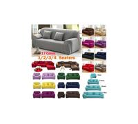 (2 Seaters, Violet) High Quality 17 Solid Colors Slipcovers Home & Living Sofa Cover 1/2/3/4 Seats L Shape Recliner Protector Cover