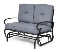 2 Seats Outdoor Swing Glider Chair Patio Loveseat Glider With Cushions Grey