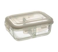 2 Section Rectangular Glass Container with Lid 640 Ml | Freska