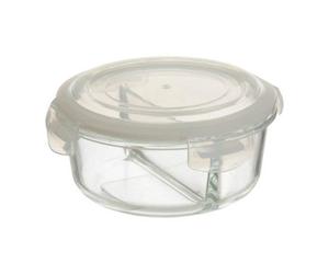 2 Section Round Glass Container with Lid 950 Ml | Freska