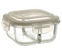 2-Section Square Glass Container with Lid - 520ml, Borosilicate Glass with Airtight Silicone Seal Interiors by Premier Clear One Size