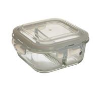 2 Section Square Glass Container with Lid 800 Ml | Freska