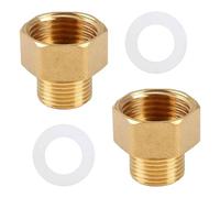 2 Set 1/2" Female to 3/8" Male BSP Thread Brass Hex Bushing Reducing Connector with Sealing Rings, 1/2 Female to 3/8 Male Adapter, Brass Pipe Connecting Conversion Adapter for Water, Gas