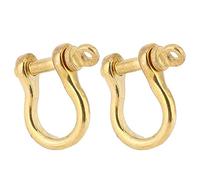 2 Set 10mm Anchor Shackle,Brass D Ring Shackle,U Type Fob Key Ring Hook Golden Connection Buckle for Protecting The Eyes of The Nylon Sling or The Sling from The Wear