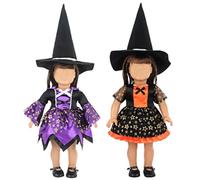 2 Set 18 Inch Doll Clothes and Accessories Include Hat, dress & shoes Pretty Doll Clothes for 18 Inch Dolls Halloween Costumes Gifts for Little Girls(Not Include ), For