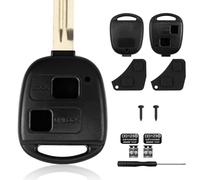 2 Set 2 Button Key Fob Cover, Compatible with Toyota Key Cover Replacement Repair Kit with Rubber Pad for Avensis Corolla Camry RAV4 Previa Tarago Prado Tundra Avalon Hilux Land Prius Sienna Verso