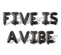 2 Set 22Pcs Black FIVE IS A VIBE Letter Balloons 16in Balloon Foil Letter Decorations Party Decor Black Letter Balloons FIVE IS A VIBE Party Supplies